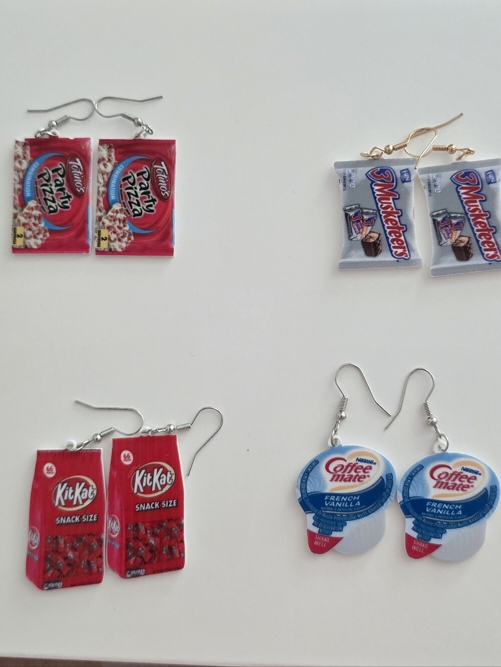 Snack Pack Earrings - KitKat, Coffee-Mate, Twix & Party Pizza Styles